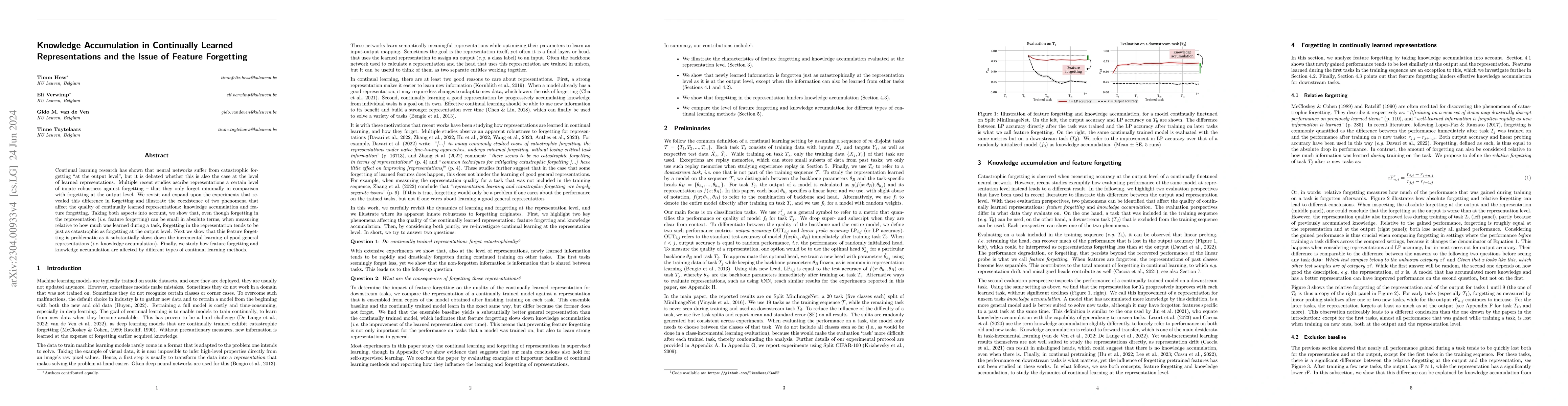 Thumbnail for Knowledge Accumulation in Continually Learned Representations and the
  Issue of Feature Forgetting