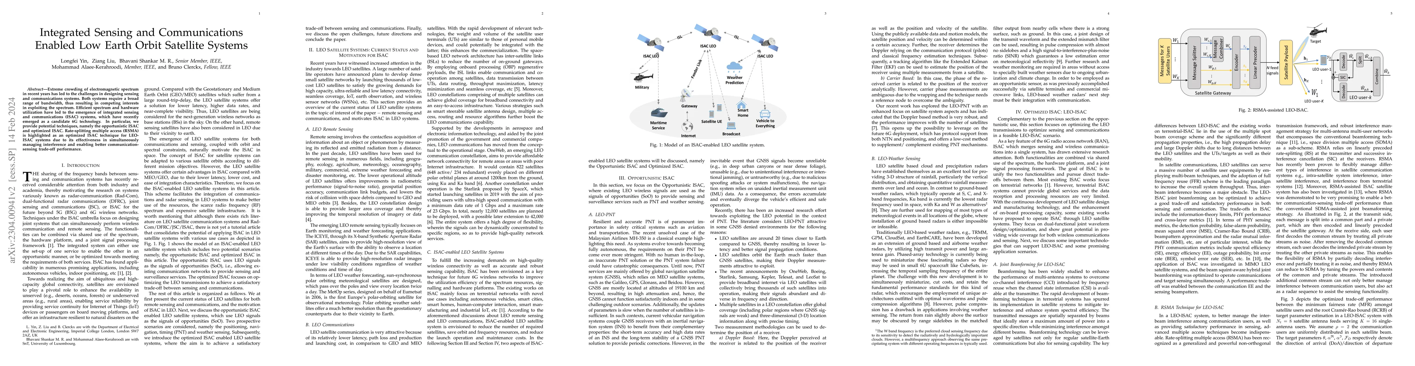 Thumbnail for Integrated Sensing and Communications Enabled Low Earth Orbit Satellite
  Systems