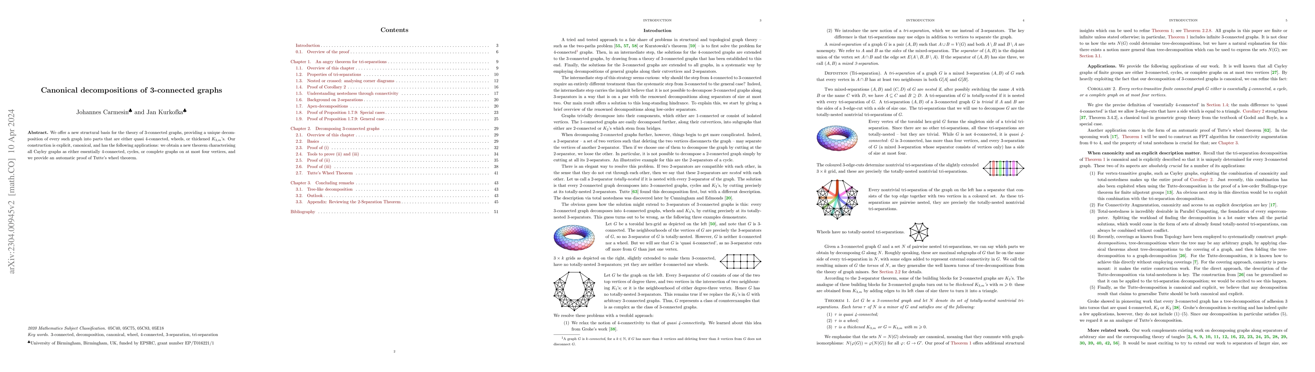 Thumbnail for Canonical decompositions of 3-connected graphs