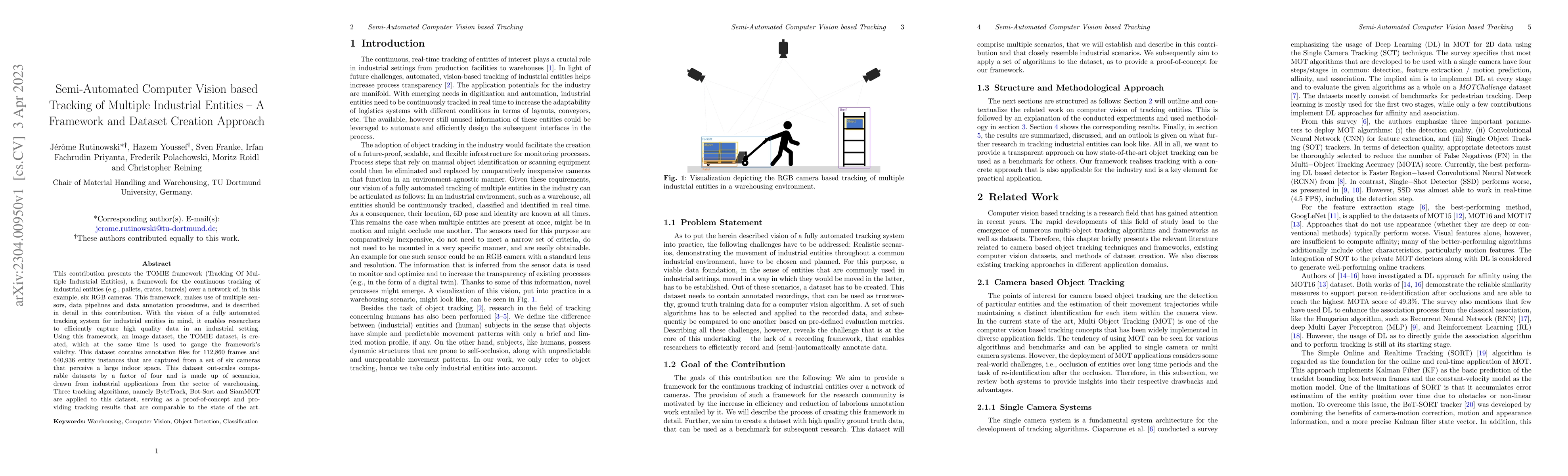 Thumbnail for Semi-Automated Computer Vision based Tracking of Multiple Industrial
  Entities -- A Framework and Dataset Creation Approach