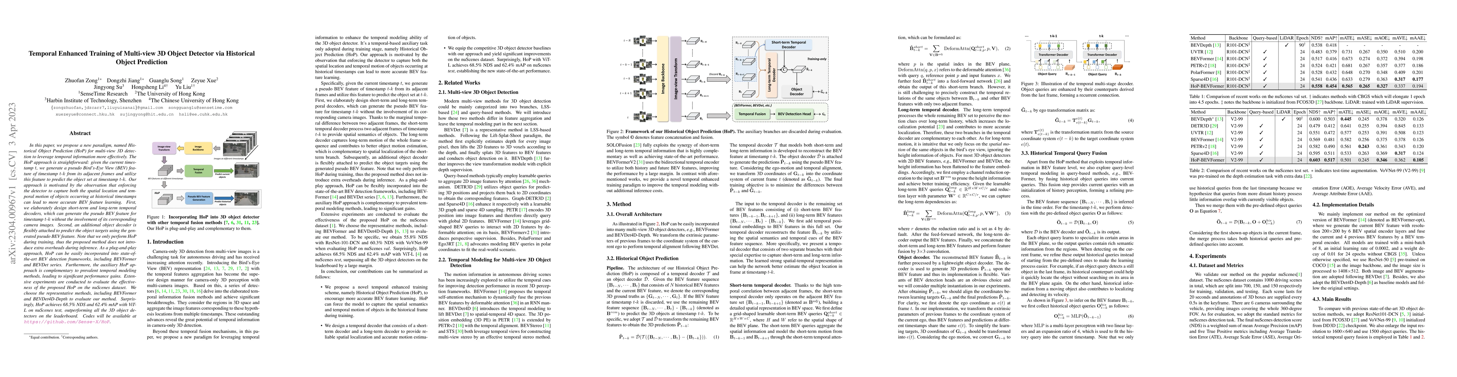 Thumbnail for Temporal Enhanced Training of Multi-view 3D Object Detector via
  Historical Object Prediction