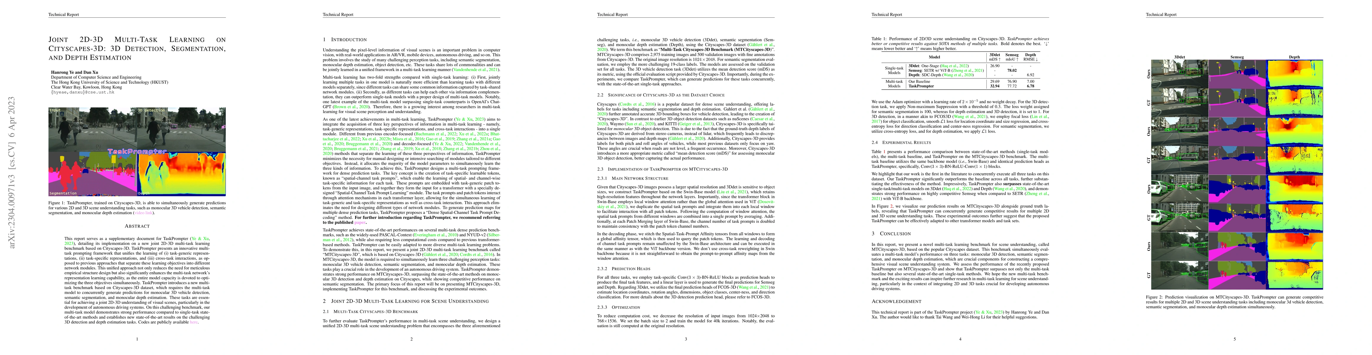 Thumbnail for Joint 2D-3D Multi-Task Learning on Cityscapes-3D: 3D Detection,
  Segmentation, and Depth Estimation