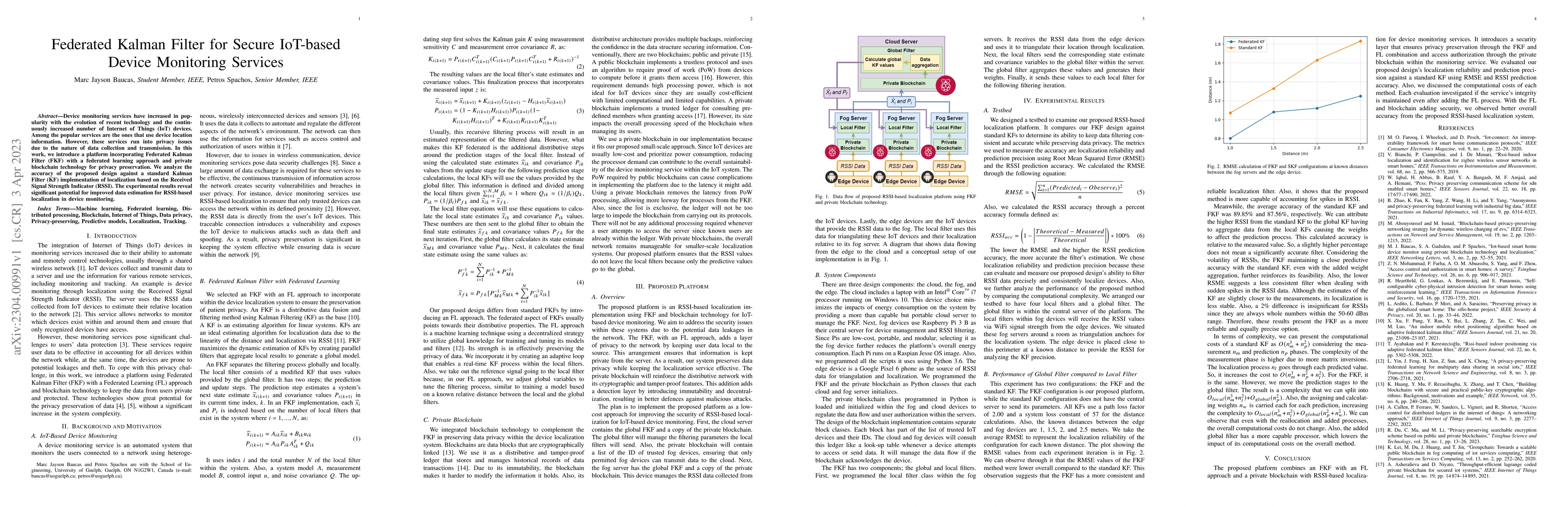 Thumbnail for Federated Kalman Filter for Secure IoT-based Device Monitoring Services