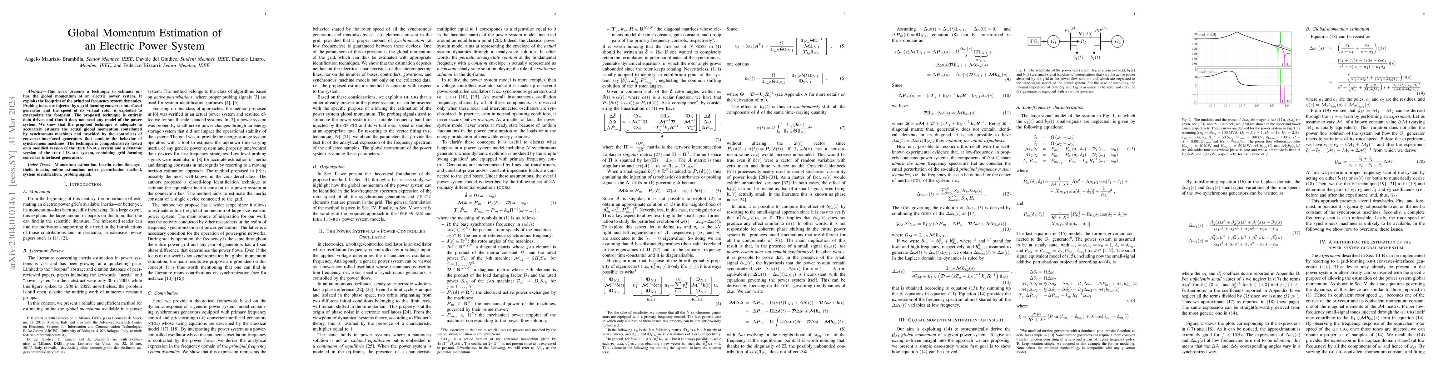 Thumbnail for Global Momentum Estimation of an Electric Power System