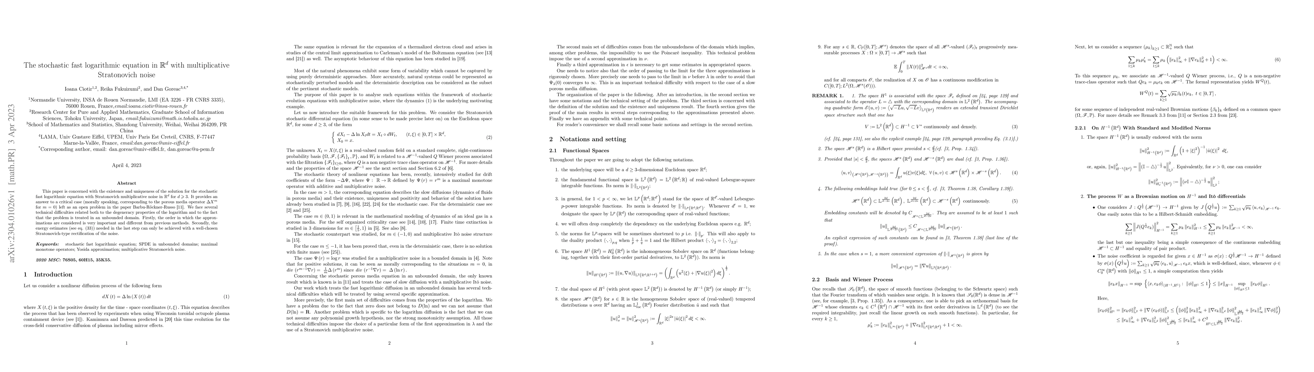 Thumbnail for The stochastic fast logarithmic equation in $\mathbb{R}^{d}$ with
  multiplicative Stratonovich noise