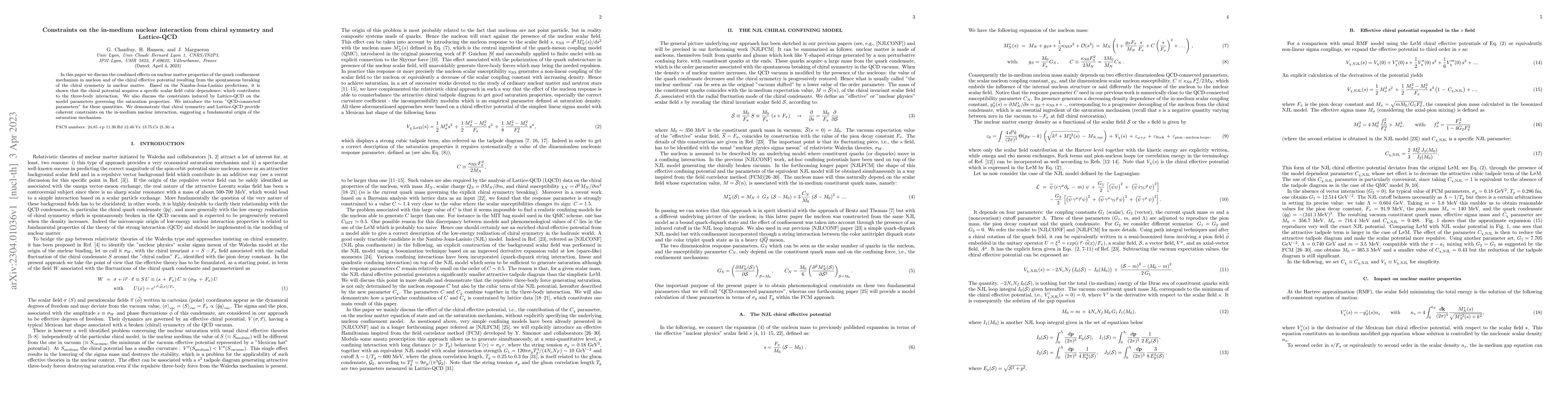 Thumbnail for Constraints on the in-medium nuclear interaction from chiral symmetry
  and Lattice-QCD
