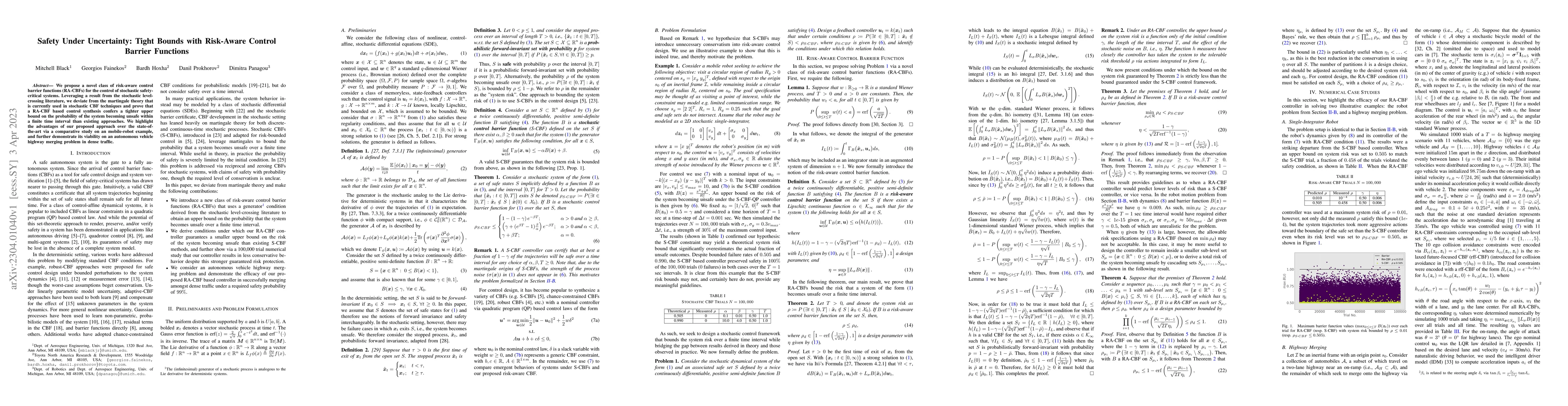 Thumbnail for Safety Under Uncertainty: Tight Bounds with Risk-Aware Control Barrier
  Functions