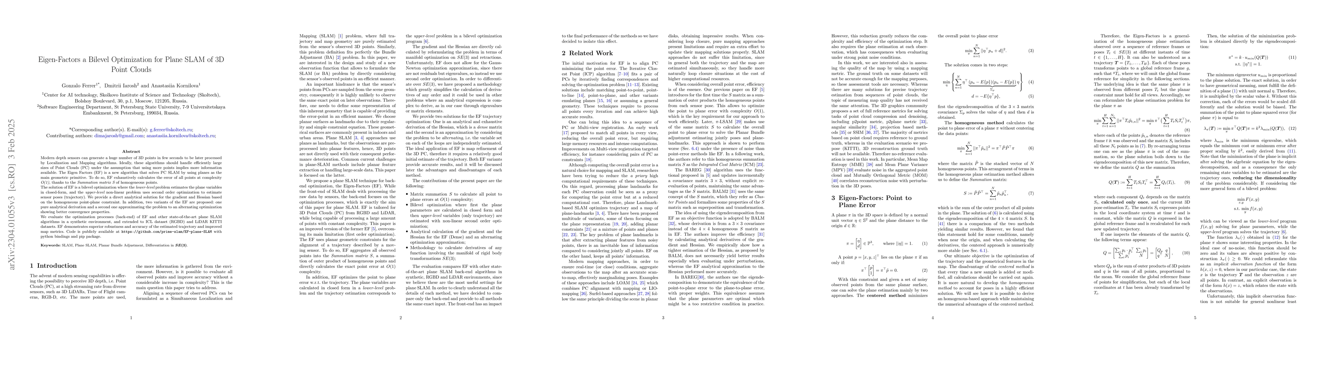 Thumbnail for Eigen-Factors an Alternating Optimization for Back-end Plane SLAM of 3D
  Point Clouds