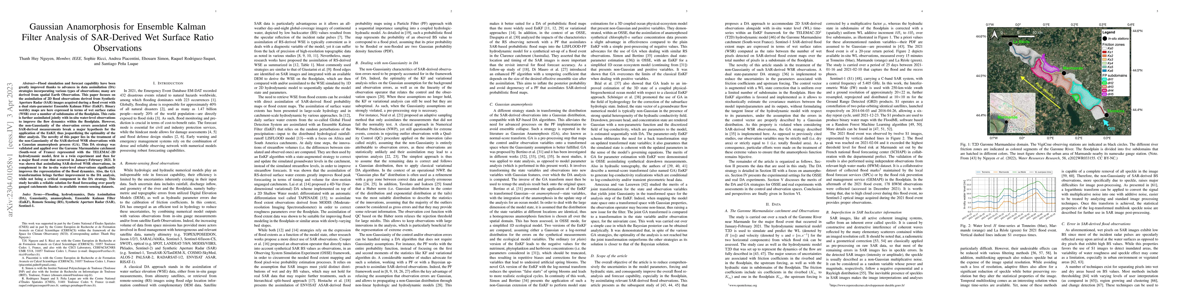 Thumbnail for Gaussian Anamorphosis for Ensemble Kalman Filter Analysis of SAR-Derived
  Wet Surface Ratio Observations