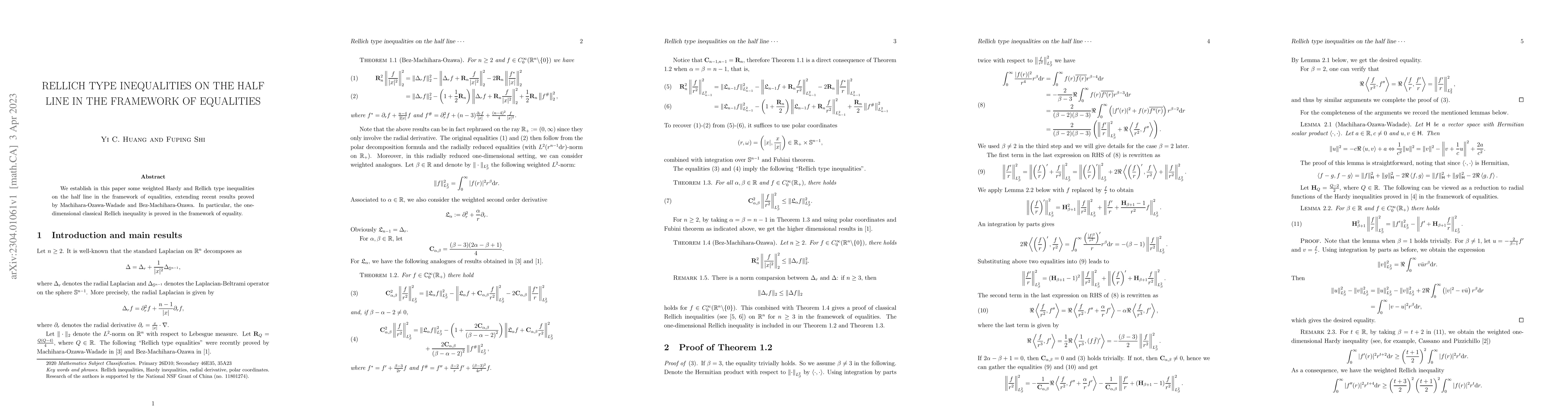 Thumbnail for Rellich type inequalities on the half line in the framework of
  equalities