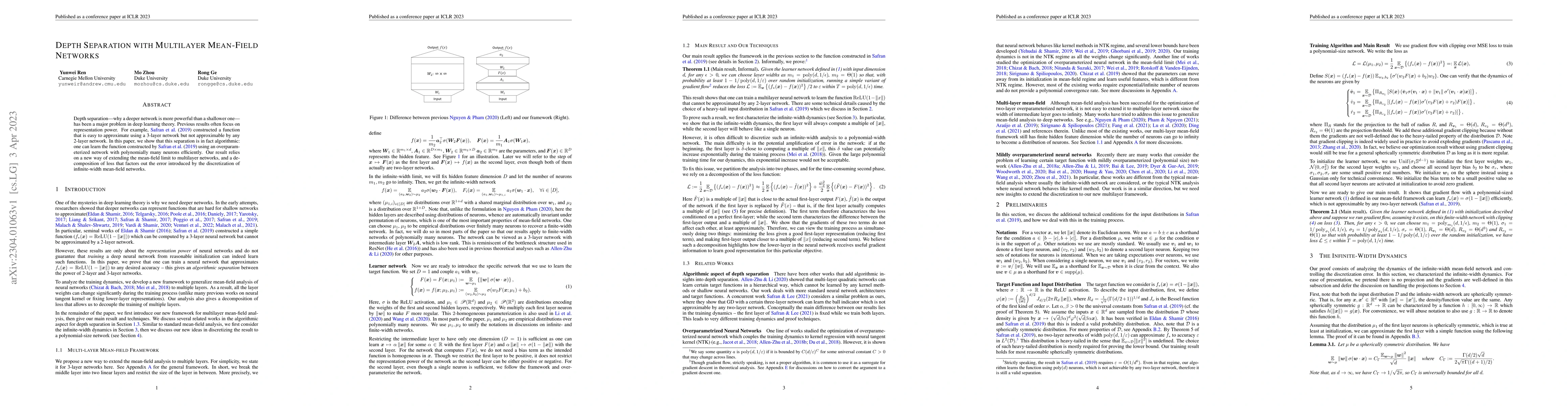 Thumbnail for Depth Separation with Multilayer Mean-Field Networks