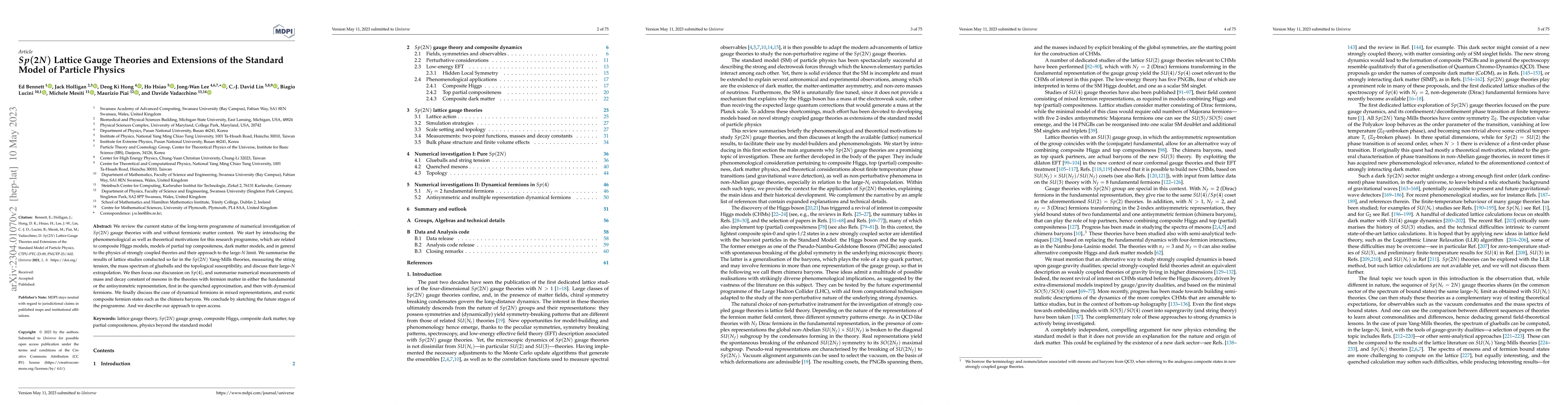 Thumbnail for $Sp(2N)$ Lattice Gauge Theories and Extensions of the Standard Model of
  Particle Physics