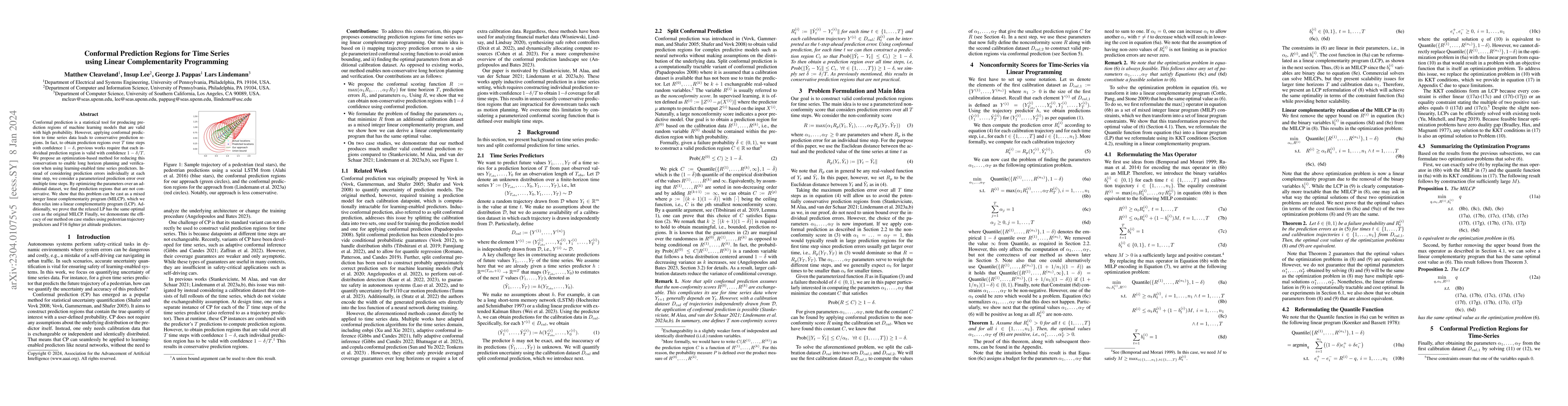 Thumbnail for Conformal Prediction Regions for Time Series using Linear
  Complementarity Programming