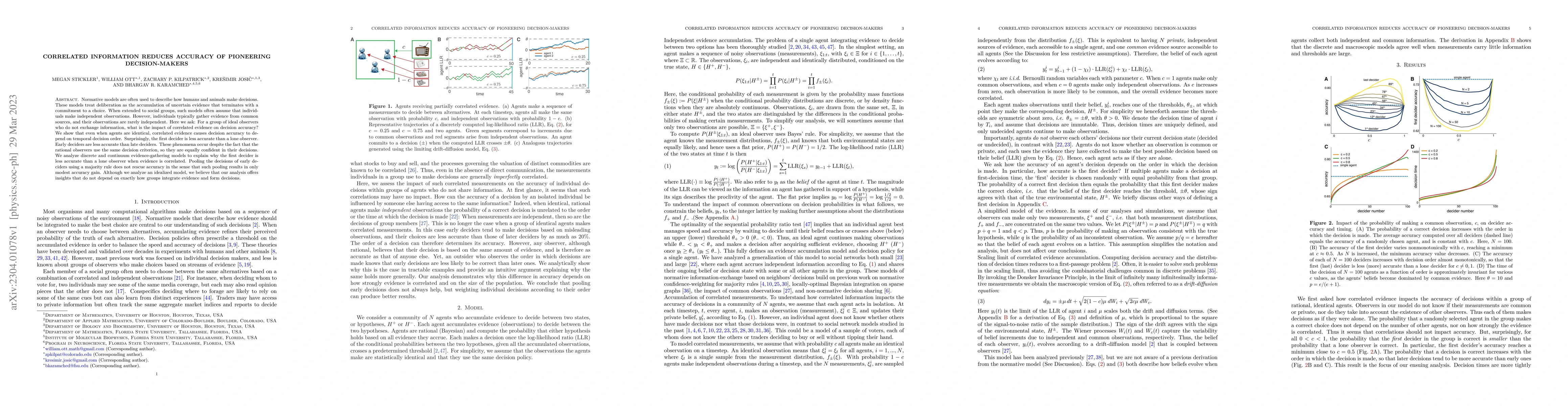 Thumbnail for Correlated Information Reduces Accuracy of Pioneering Decision-Makers
