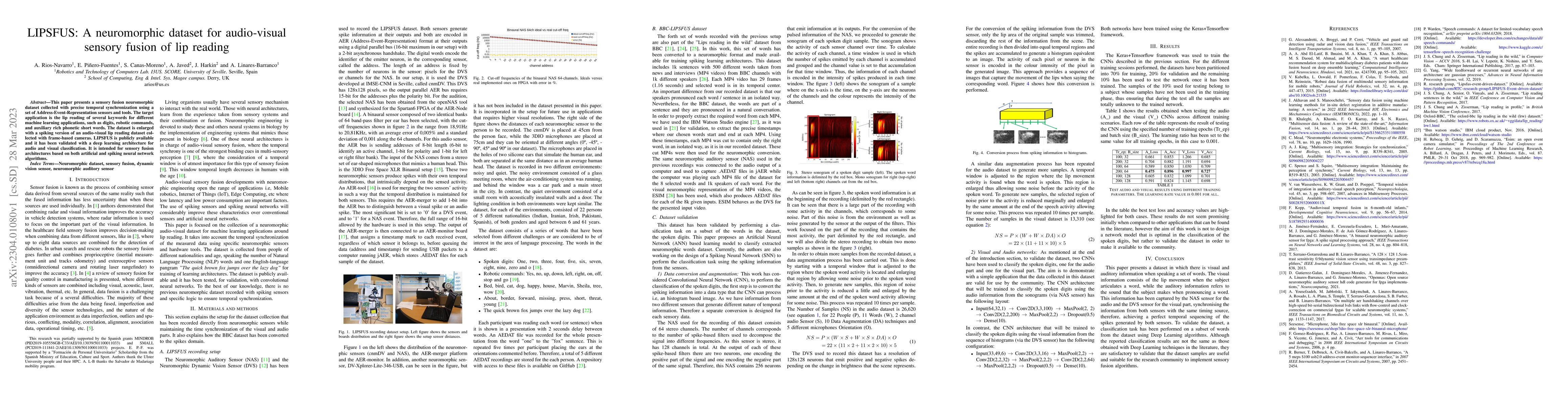 Thumbnail for LIPSFUS: A neuromorphic dataset for audio-visual sensory fusion of lip
  reading
