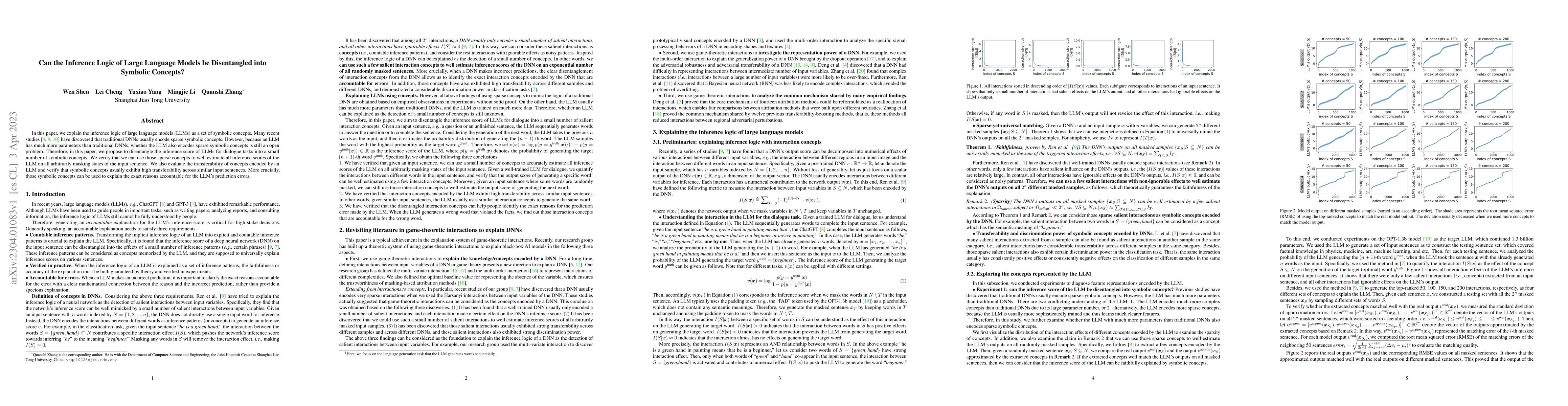 Thumbnail for Can the Inference Logic of Large Language Models be Disentangled into
  Symbolic Concepts?
