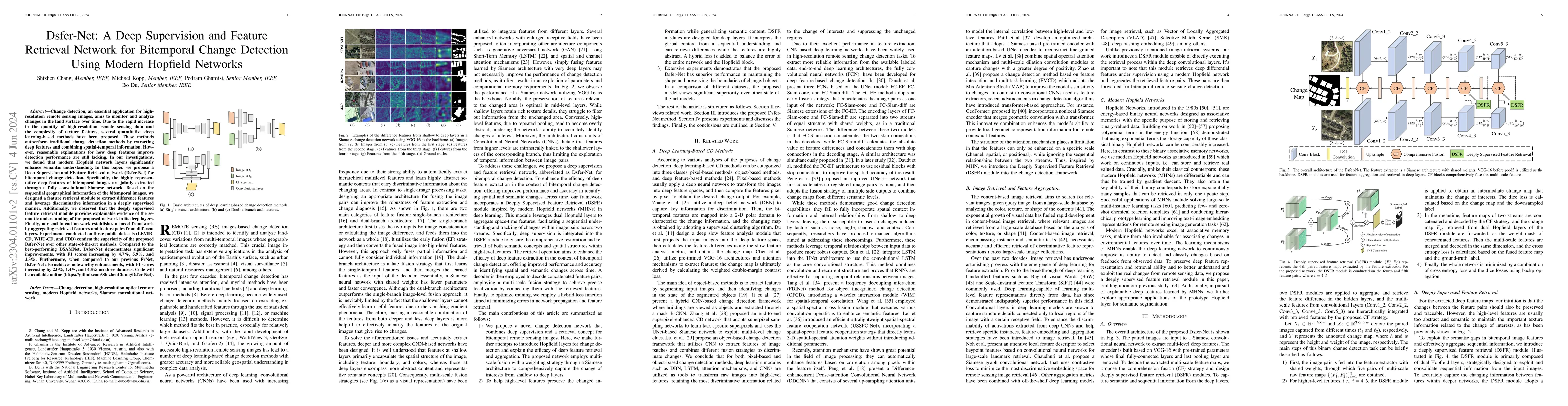 Thumbnail for Dsfer-Net: A Deep Supervision and Feature Retrieval Network for
  Bitemporal Change Detection Using Modern Hopfield Networks