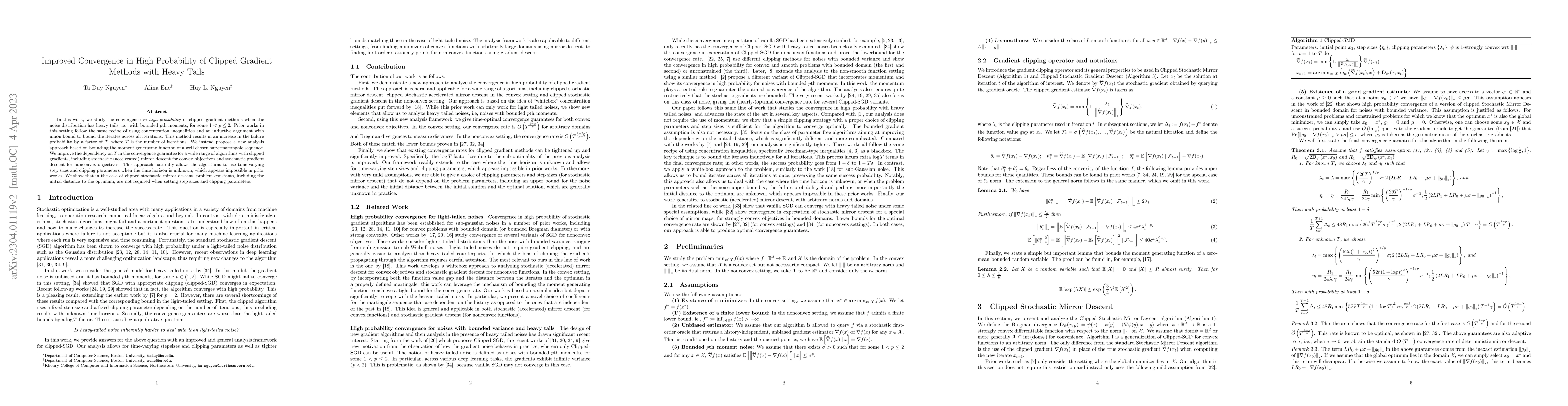 Thumbnail for Improved Convergence in High Probability of Clipped Gradient Methods
  with Heavy Tails