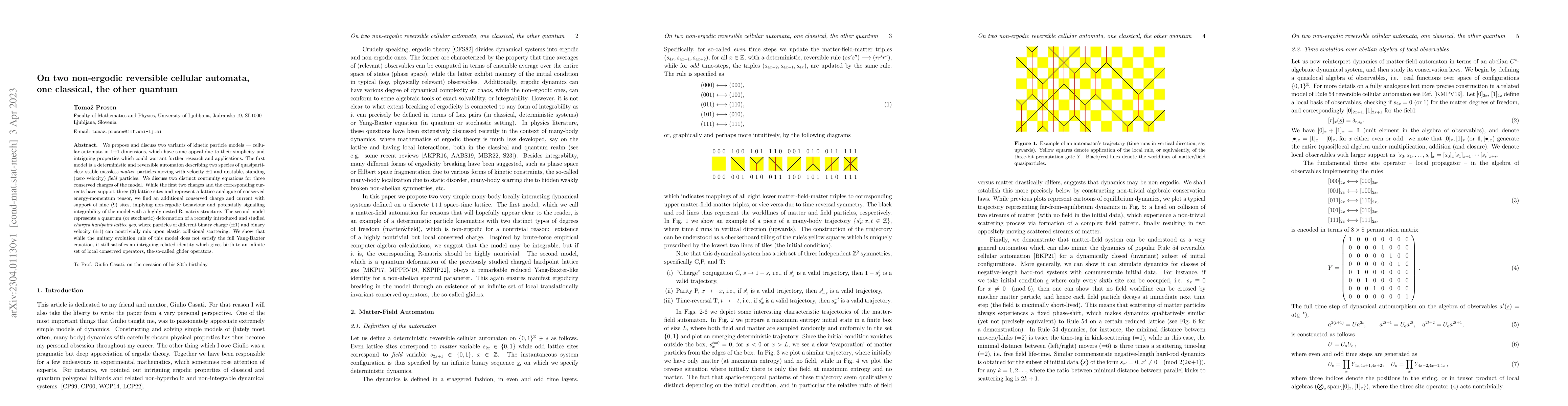 Thumbnail for On two non-ergodic reversible cellular automata, one classical, the
  other quantum