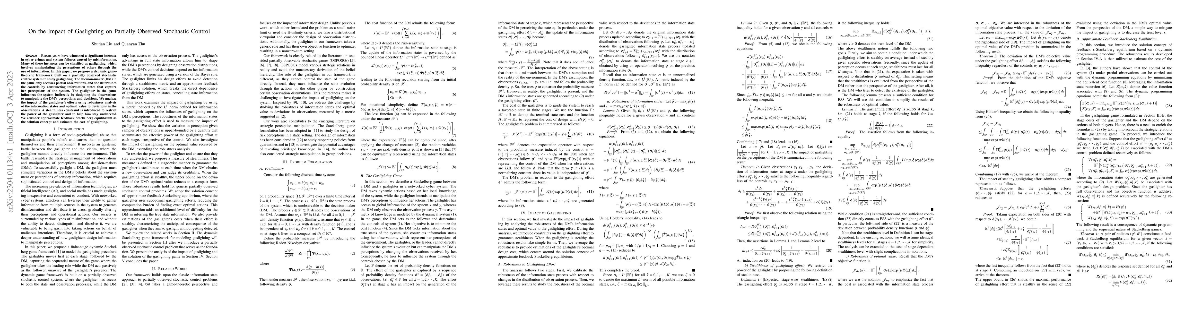 Thumbnail for On the Impact of Gaslighting on Partially Observed Stochastic Control