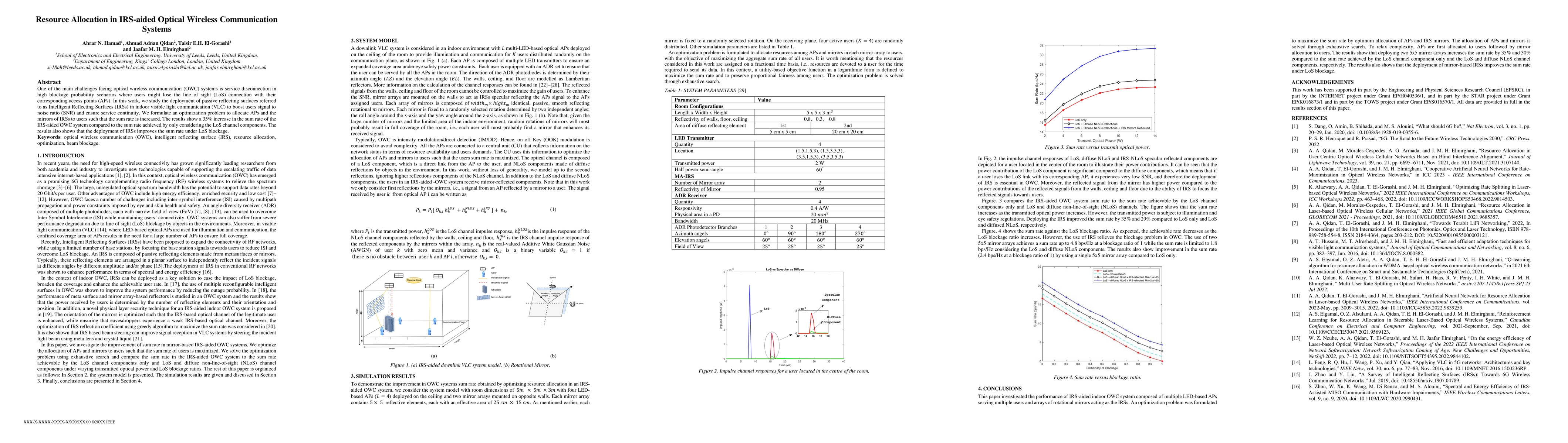 Thumbnail for Resource Allocation in IRS-aided Optical Wireless Communication Systems