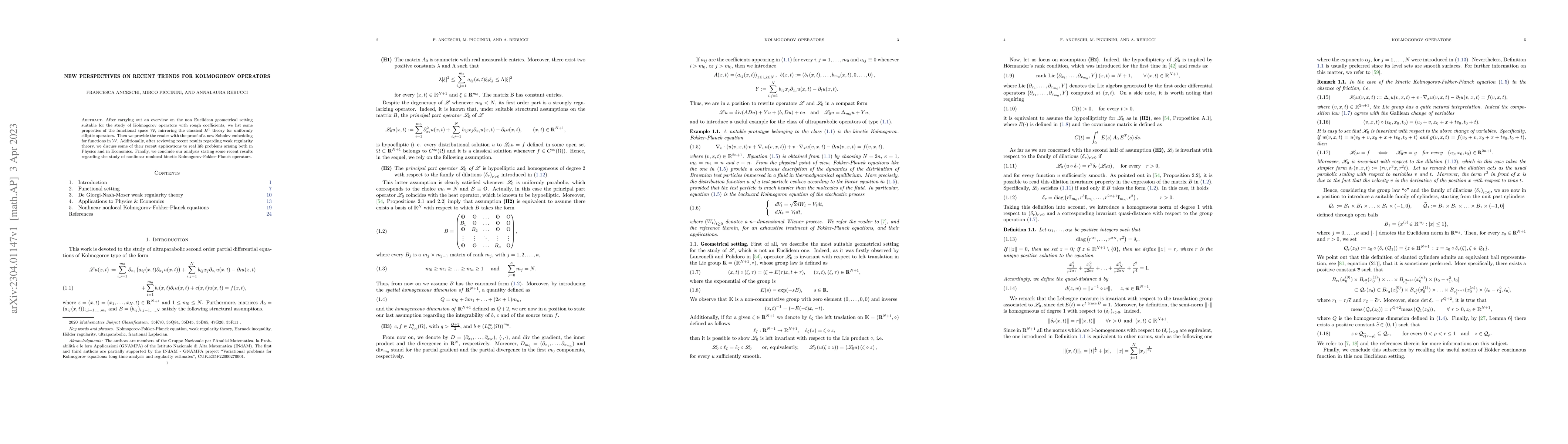 Thumbnail for New perspectives on recent trends for Kolmogorov operators