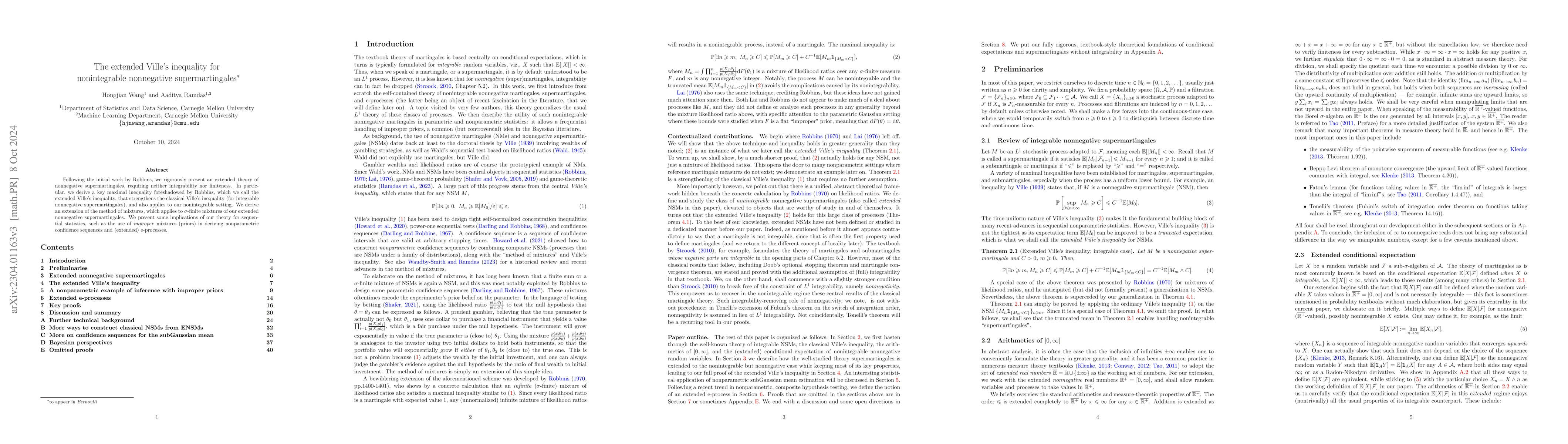 Thumbnail for The extended Ville's inequality for nonintegrable nonnegative
  supermartingales