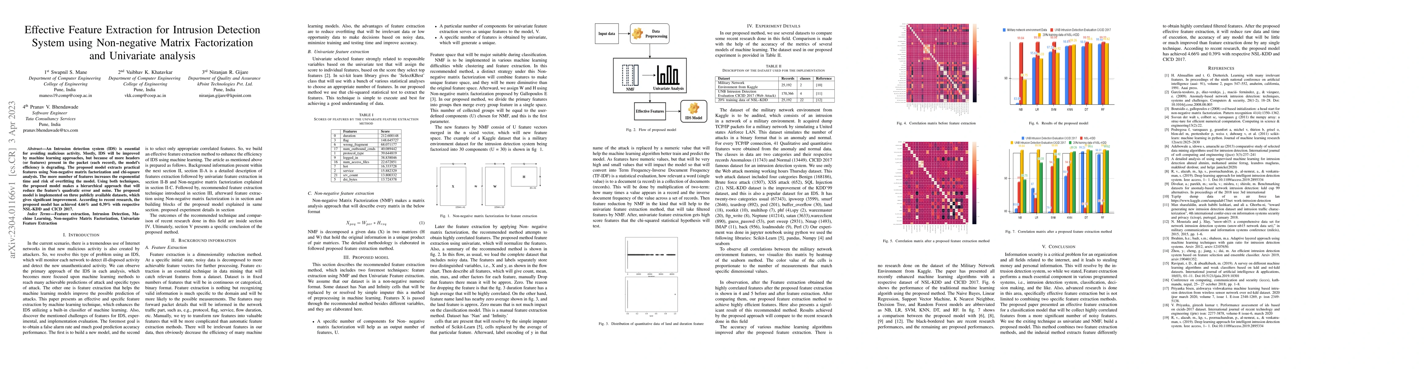 Thumbnail for Effective Feature Extraction for Intrusion Detection System using
  Non-negative Matrix Factorization and Univariate analysis