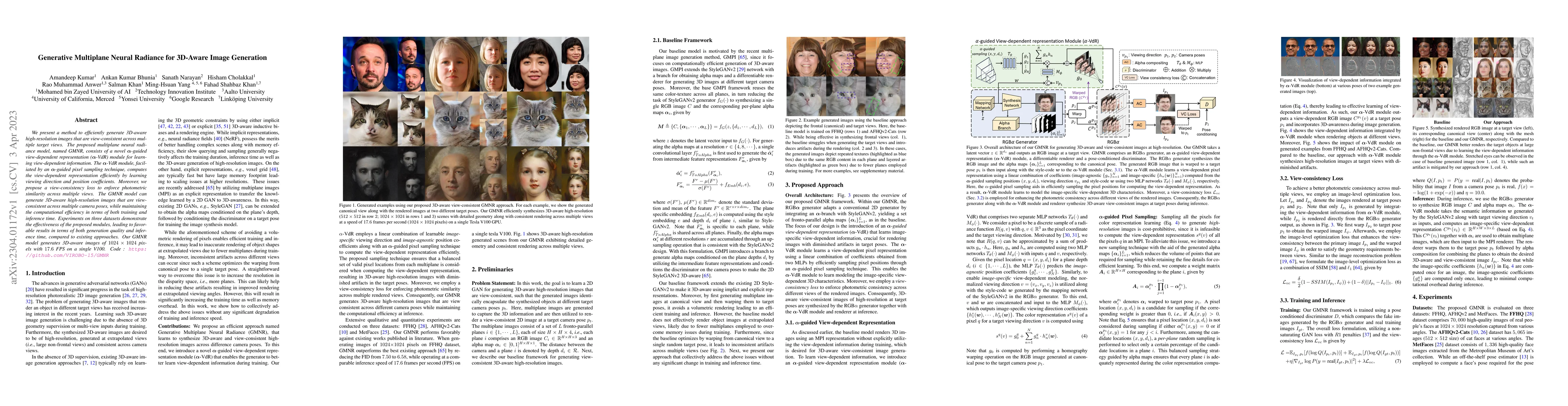 Thumbnail for Generative Multiplane Neural Radiance for 3D-Aware Image Generation