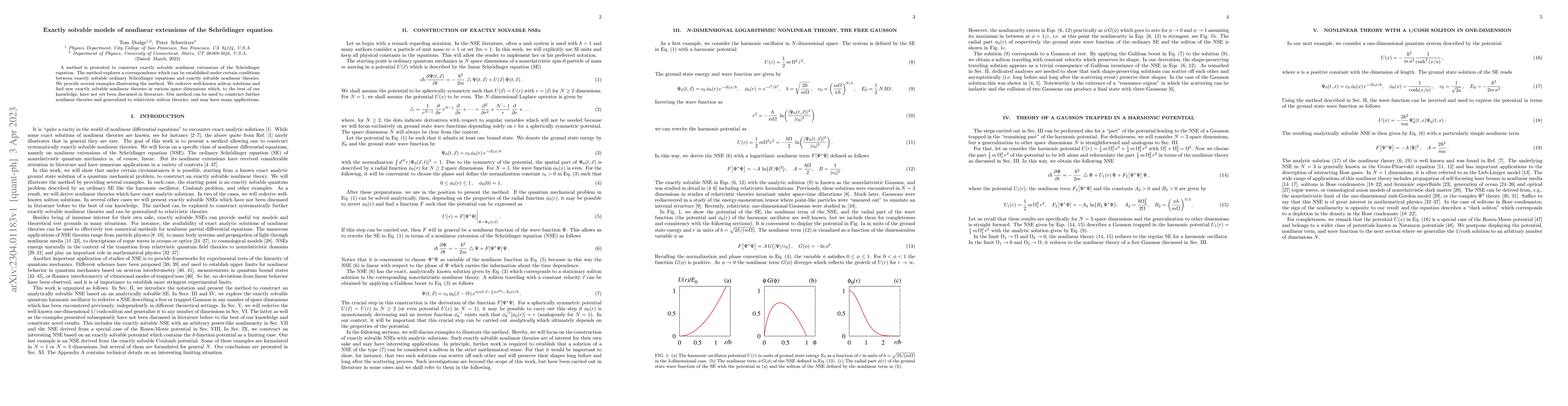 Thumbnail for Exactly solvable models of nonlinear extensions of the Schr\"odinger
  equation