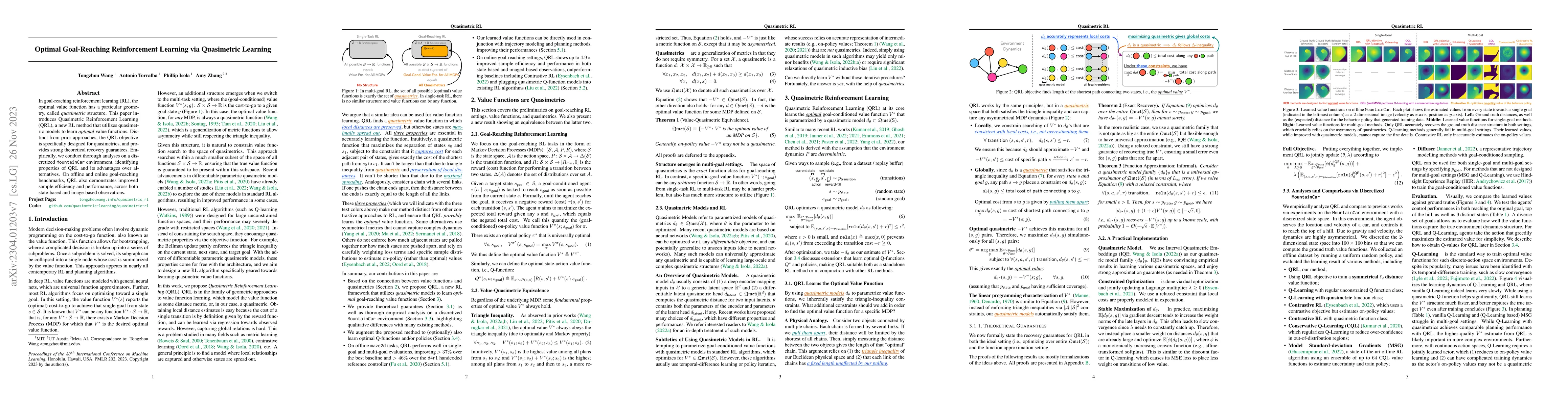 Thumbnail for Optimal Goal-Reaching Reinforcement Learning via Quasimetric Learning