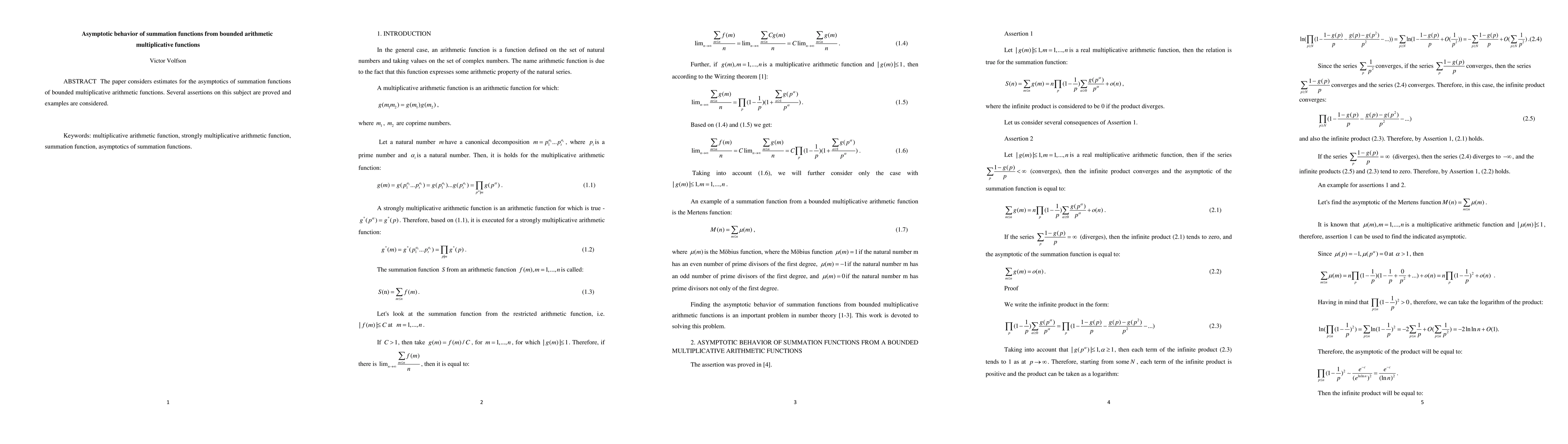 Thumbnail for Asymptotic behavior of summation functions from bounded arithmetic
  multiplicative functions