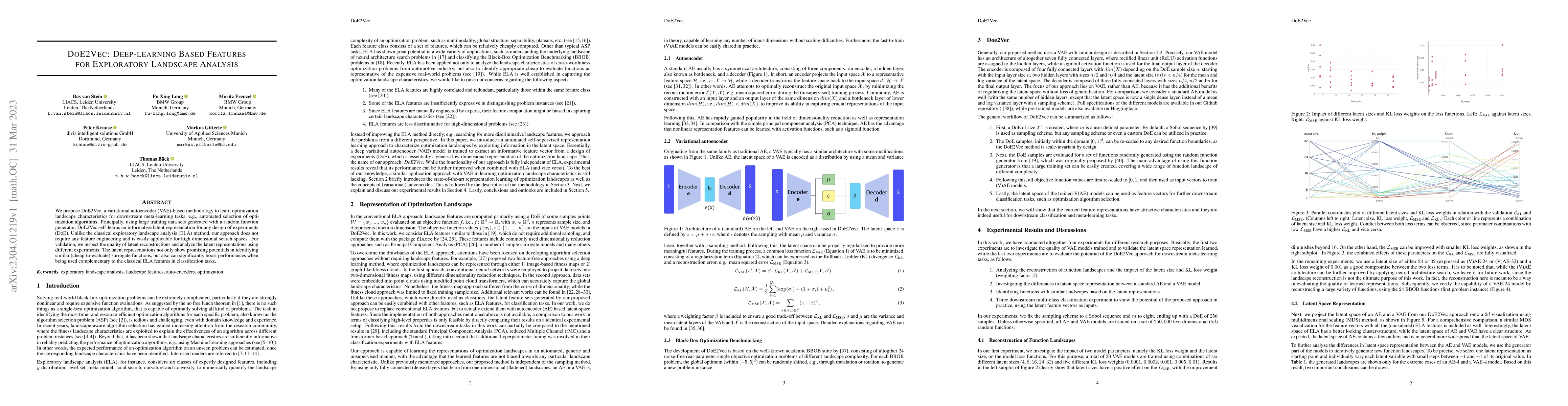 Thumbnail for DoE2Vec: Deep-learning Based Features for Exploratory Landscape Analysis
