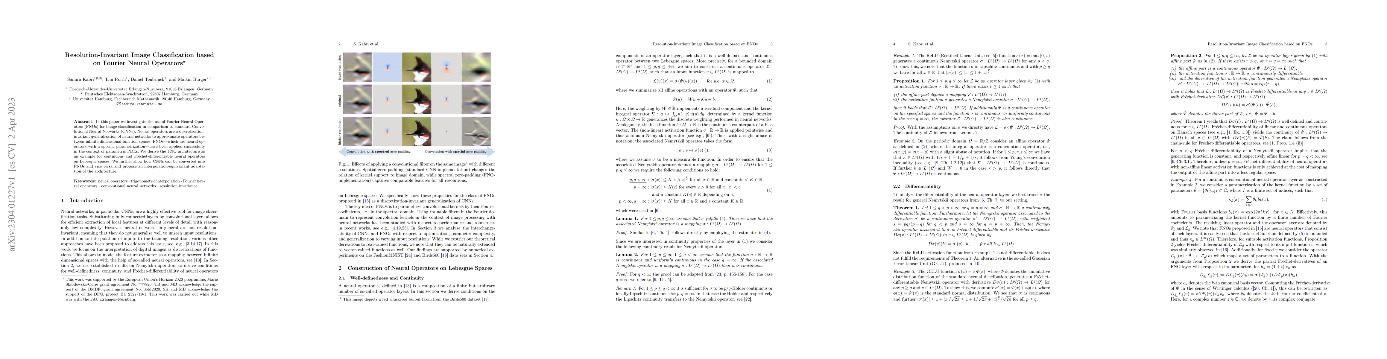 Thumbnail for Resolution-Invariant Image Classification based on Fourier Neural
  Operators