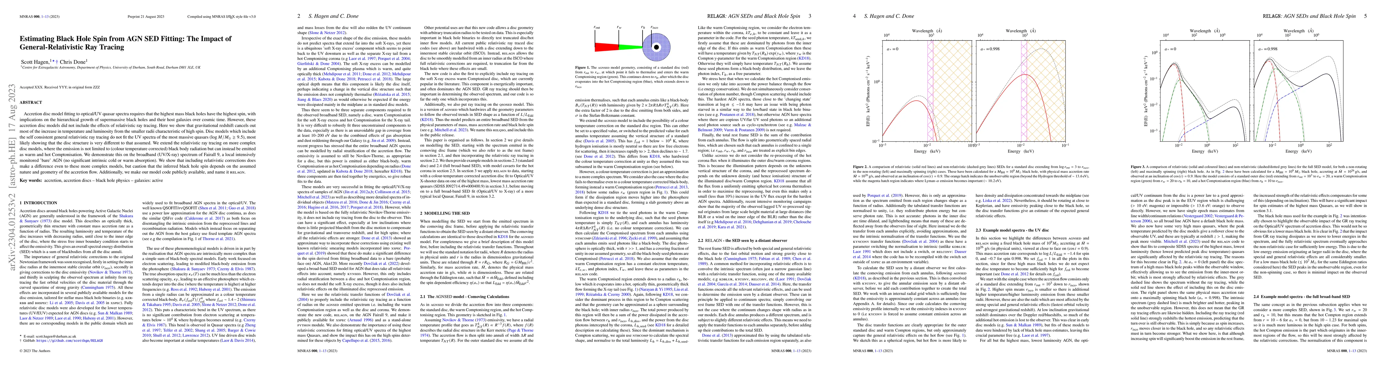Thumbnail for Estimating Black Hole Spin from AGN SED Fitting: The Impact of
  General-Relativistic Ray Tracing