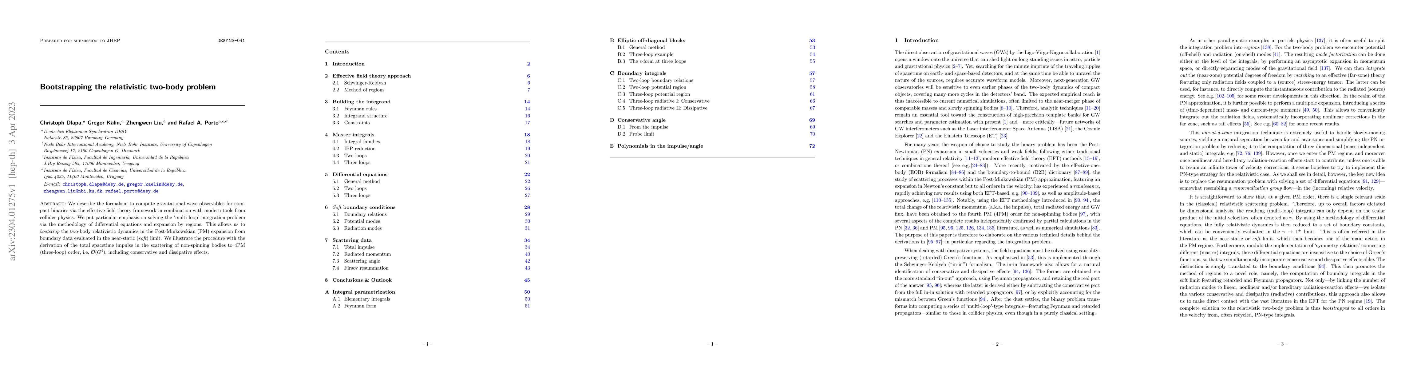 Thumbnail for Bootstrapping the relativistic two-body problem