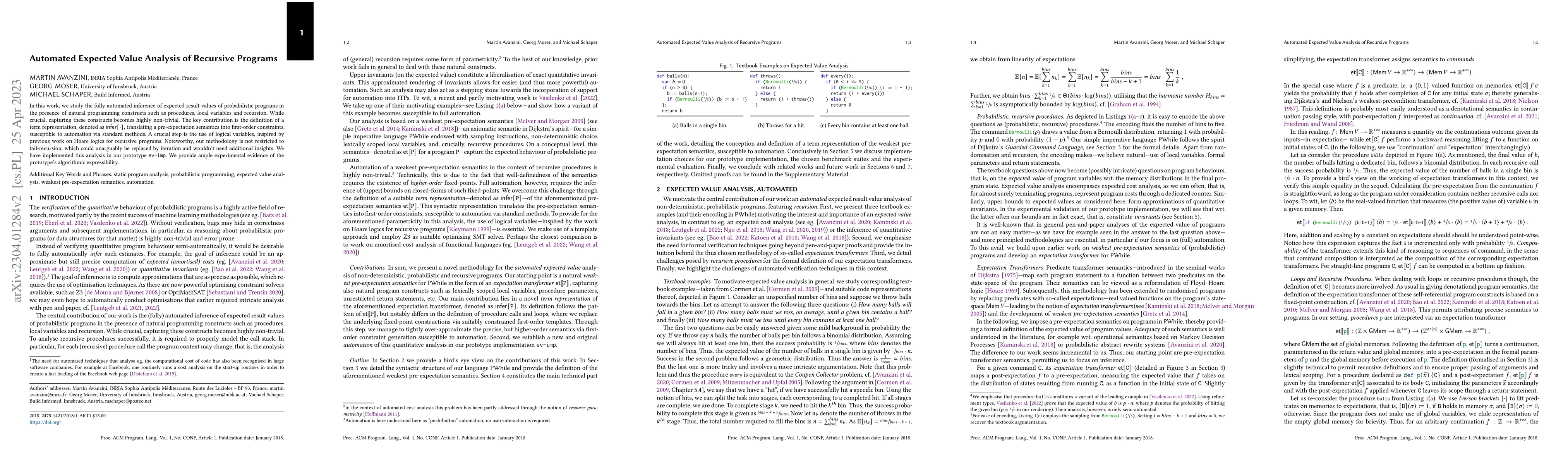 Thumbnail for Automated Expected Value Analysis of Recursive Programs