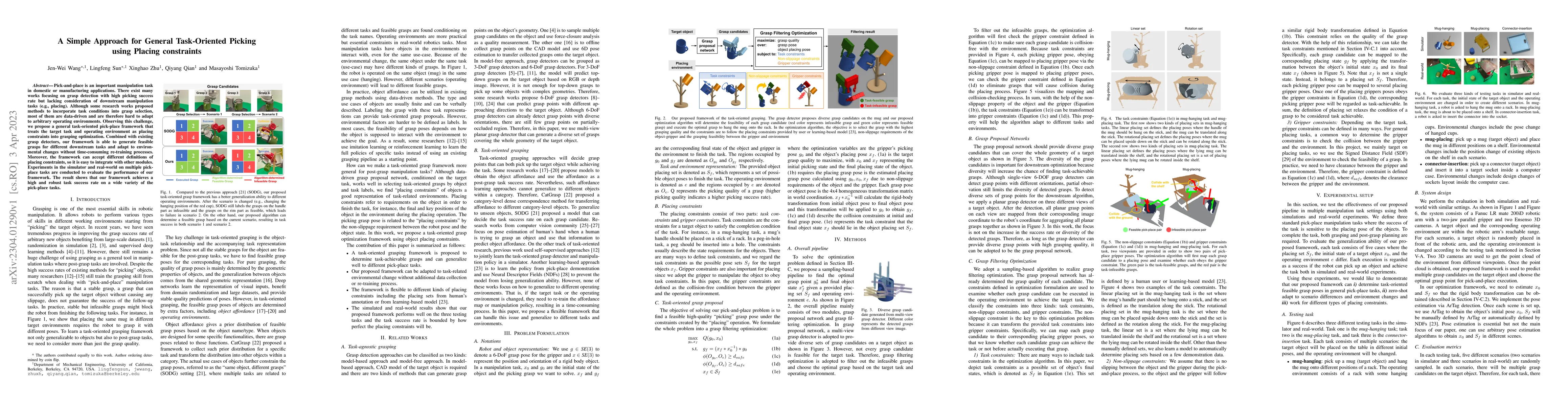Thumbnail for A Simple Approach for General Task-Oriented Picking using Placing
  constraints