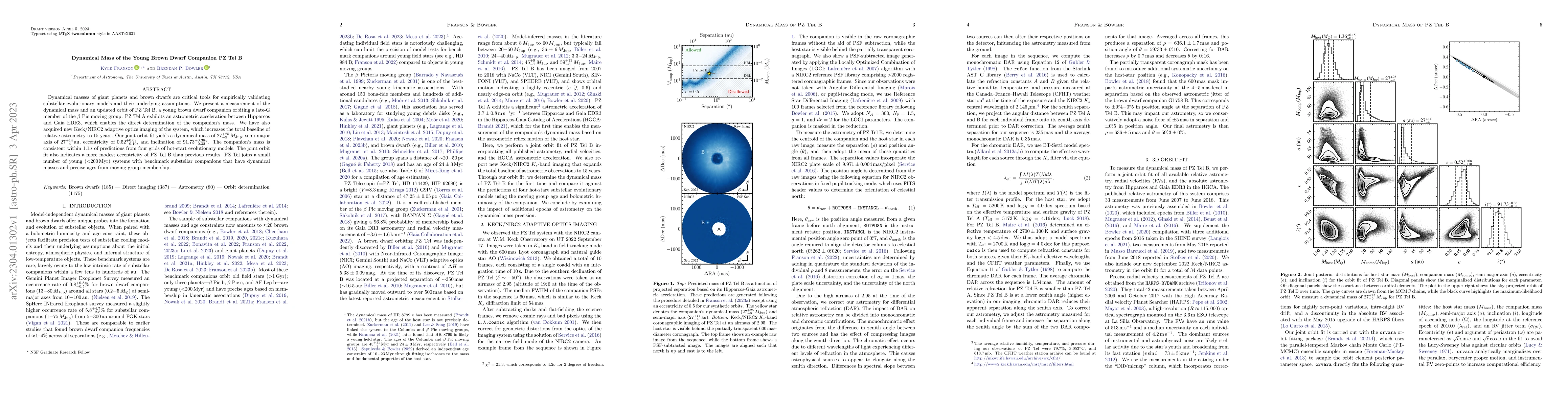 Thumbnail for Dynamical Mass of the Young Brown Dwarf Companion PZ Tel B