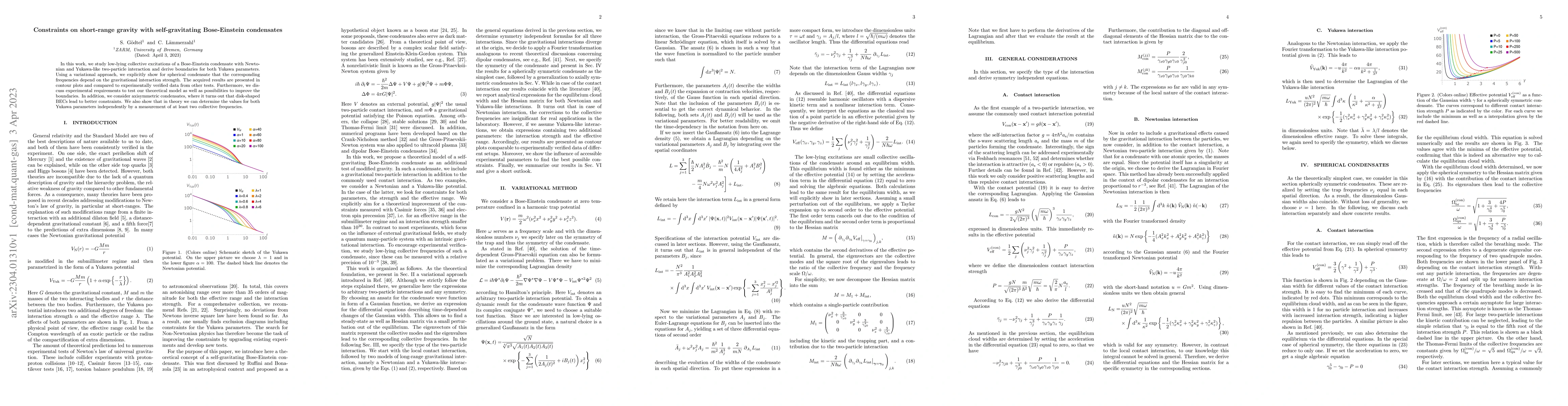 Thumbnail for Constraints on short-range gravity with self-gravitating Bose-Einstein
  condensates