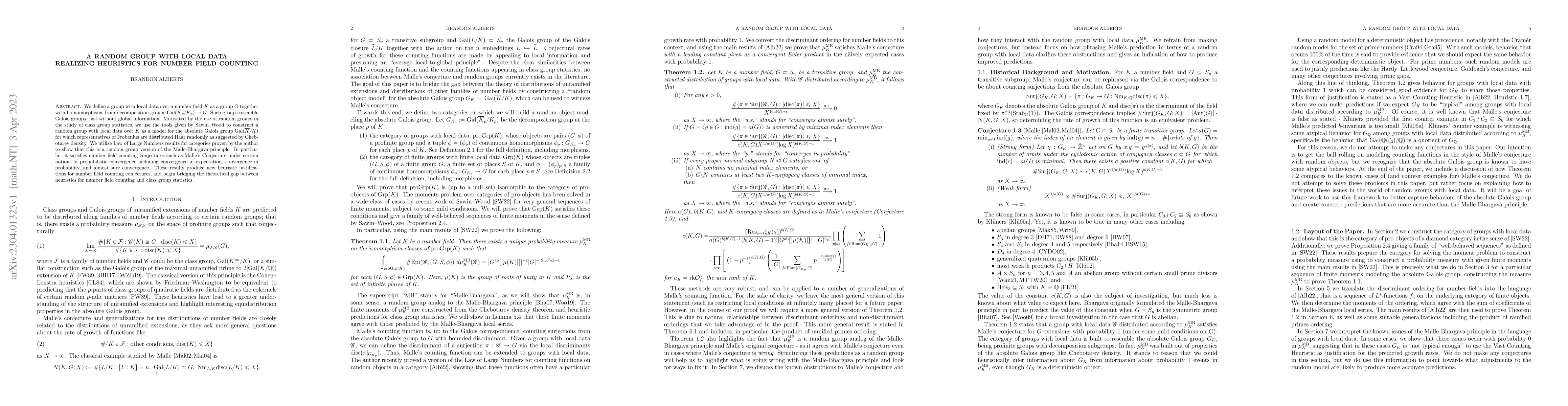 Thumbnail for A Random Group with Local Data Realizing Heuristics for Number Field
  Counting
