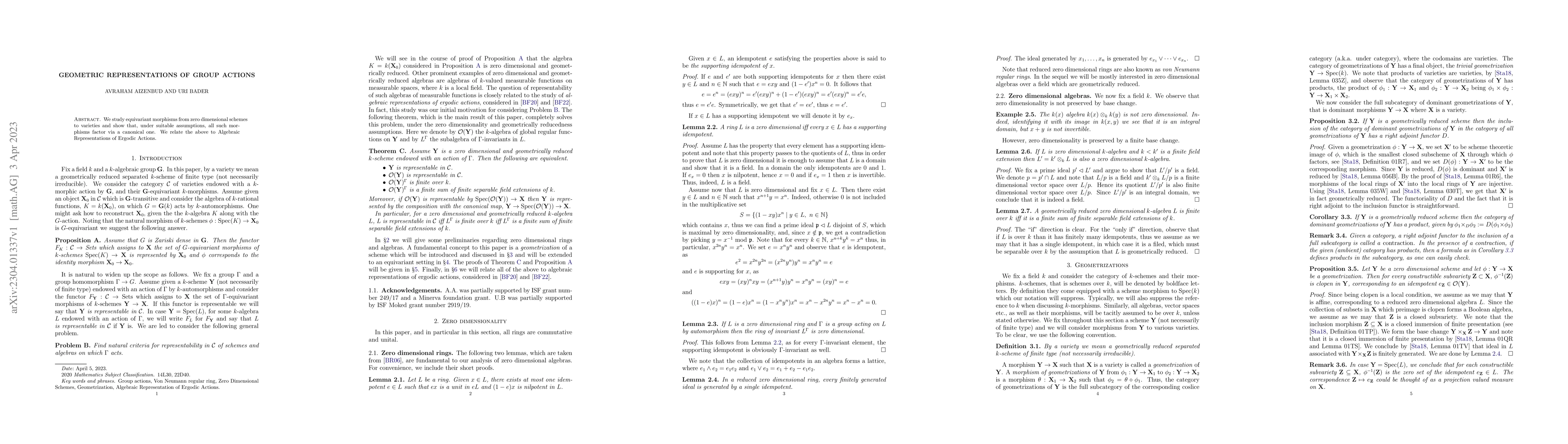 Thumbnail for Geometric representations of group actions