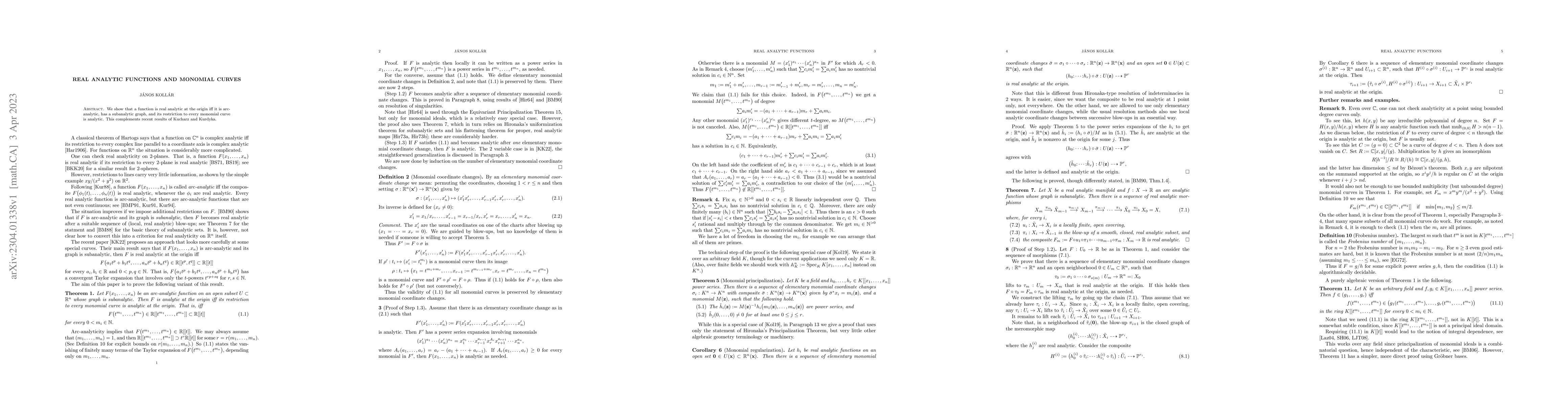 Thumbnail for Real analytic functions and monomial curves