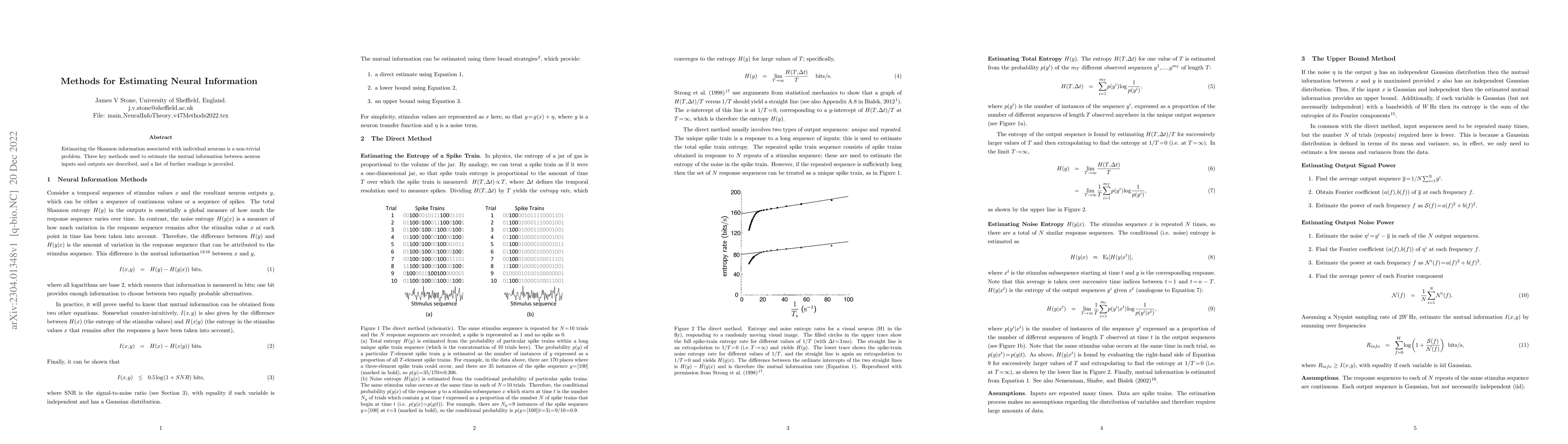 Thumbnail for Methods for Estimating Neural Information