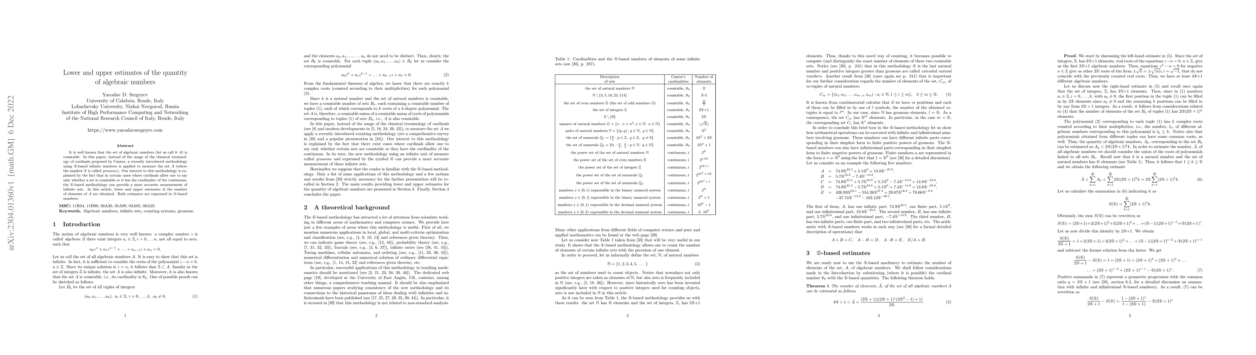 Thumbnail for Lower and upper estimates of the quantity of algebraic numbers
