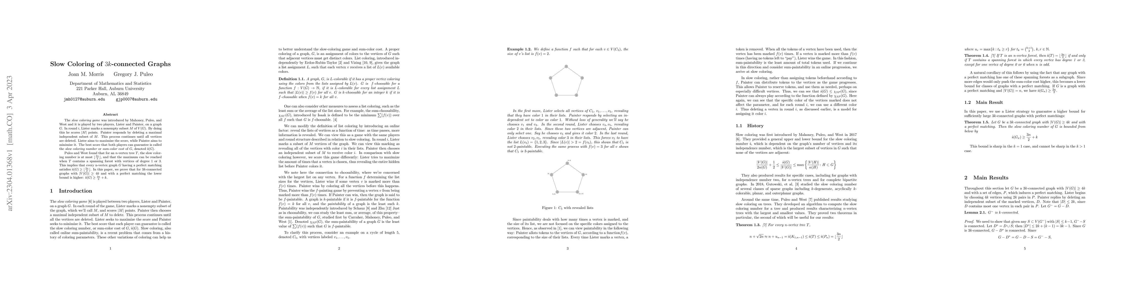Thumbnail for Slow Coloring of 3k-Connected Graphs