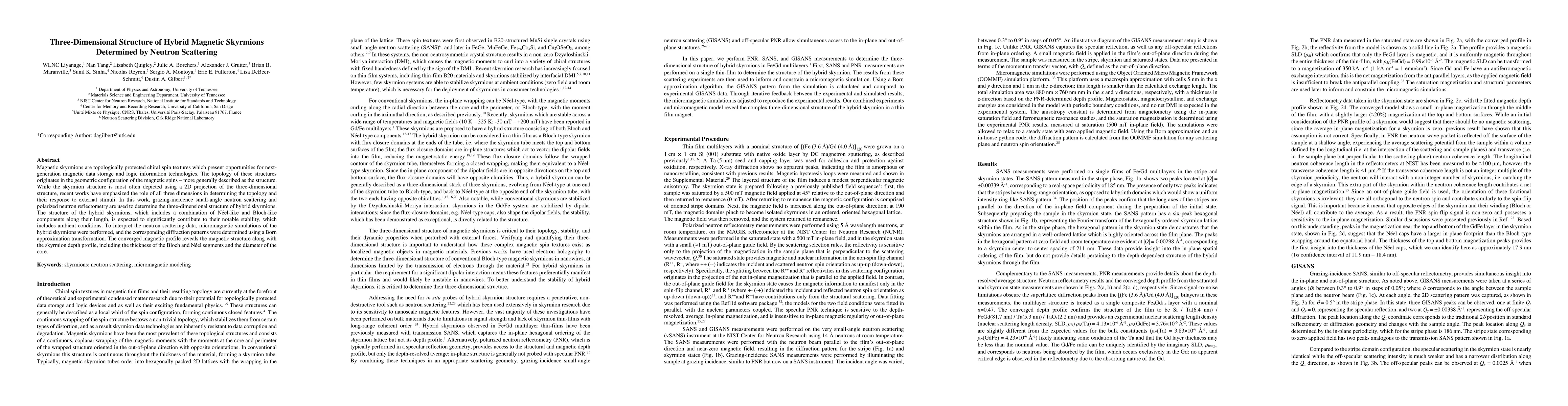 Thumbnail for Three-Dimensional Structure of Hybrid Magnetic Skyrmions Determined by
  Neutron Scattering