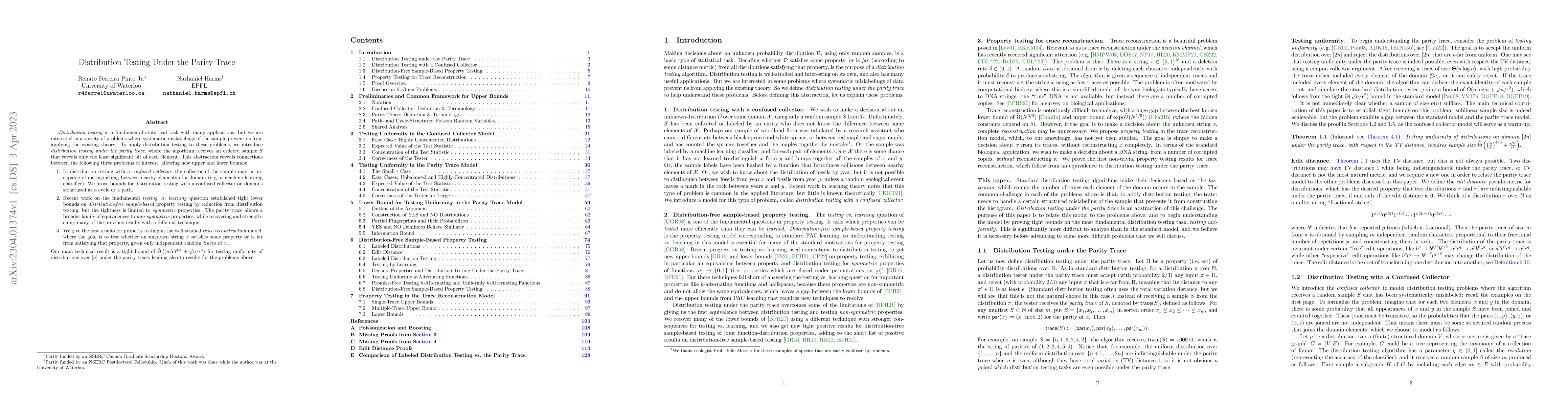 Thumbnail for Distribution Testing Under the Parity Trace