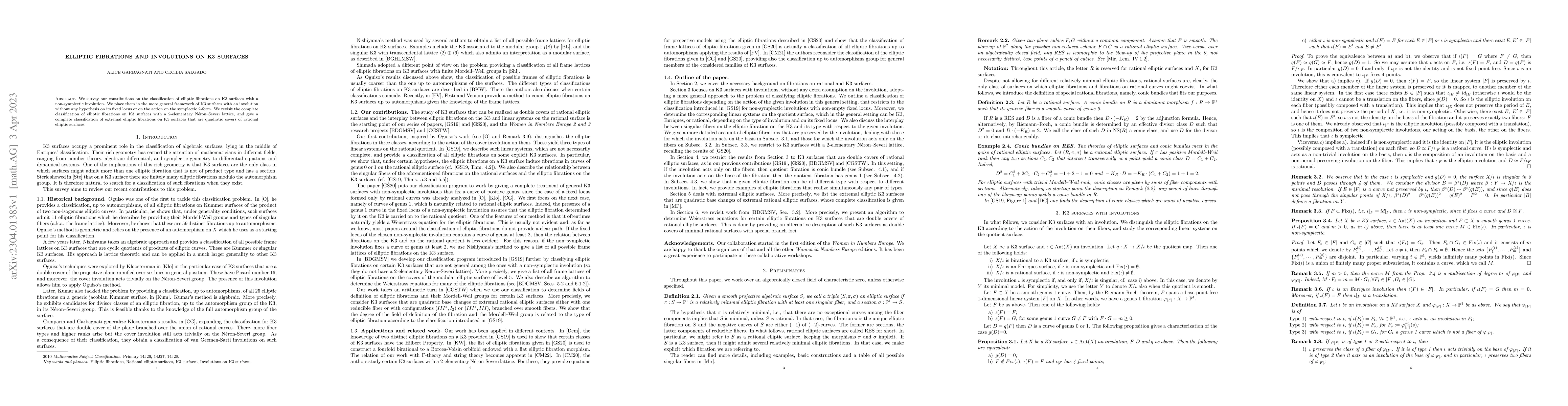 Thumbnail for Elliptic fibrations and involutions on K3 surfaces