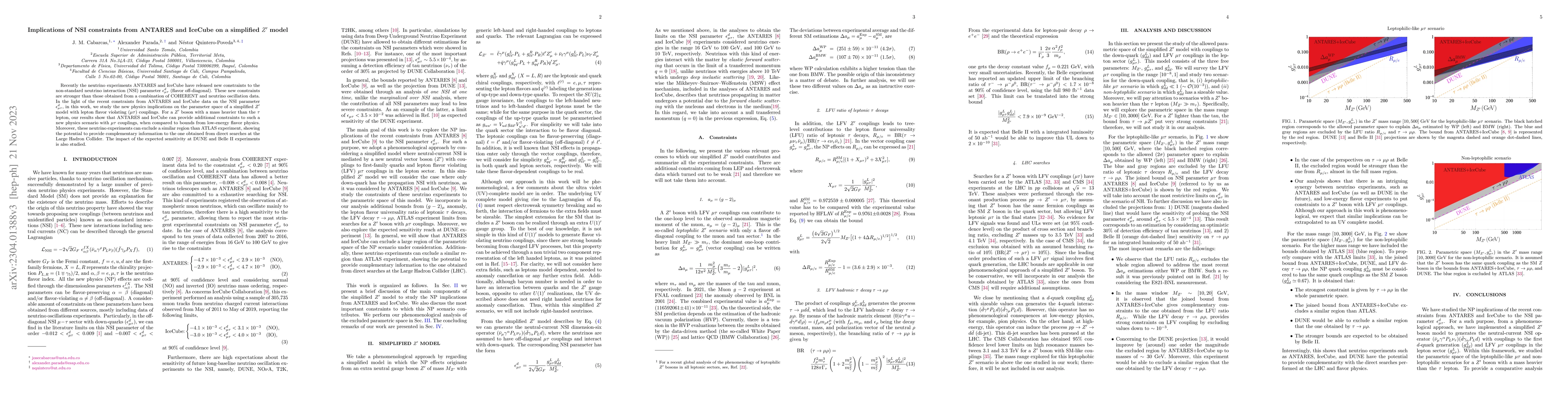 Thumbnail for Implications of NSI constraints from ANTARES and IceCube on a simplified
  $Z^\prime$ model
